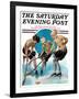 "Girls Playing Ice Hockey," Saturday Evening Post Cover, February 23, 1929-Blanche Greer-Framed Giclee Print