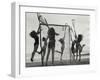 Girls Playing La Crosse on Beach-null-Framed Photographic Print