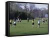 Girls Playing Lacrosse-null-Framed Stretched Canvas
