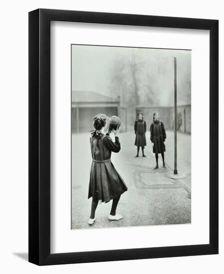 Girls Playing Netball, Chelsea Secondary School (Hortensia Road School), London, 1911-null-Framed Photographic Print