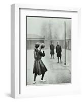 Girls Playing Netball, Chelsea Secondary School (Hortensia Road School), London, 1911-null-Framed Photographic Print