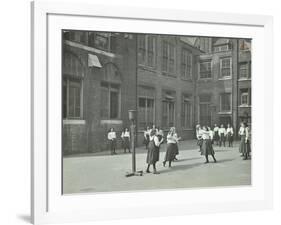 Girls Playing Netball in the Playground, William Street Girls School, London, 1908-null-Framed Photographic Print