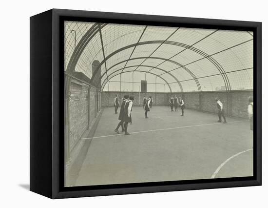 Girls Playing Netball on a Roof Playground, Barrett Street Trade School, London, 1927-null-Framed Stretched Canvas