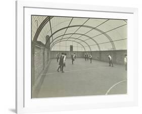 Girls Playing Netball on a Roof Playground, Barrett Street Trade School, London, 1927-null-Framed Photographic Print