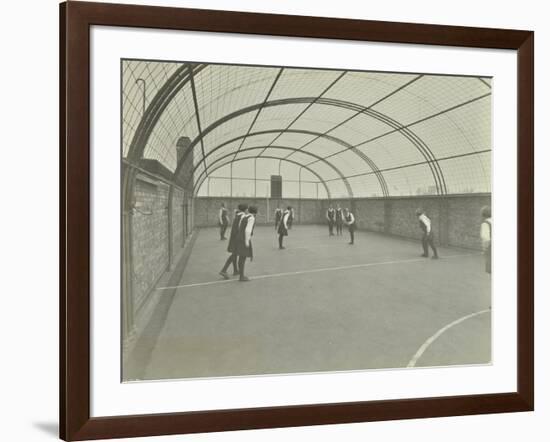 Girls Playing Netball on a Roof Playground, Barrett Street Trade School, London, 1927-null-Framed Photographic Print