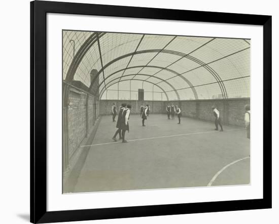 Girls Playing Netball on a Roof Playground, Barrett Street Trade School, London, 1927-null-Framed Photographic Print