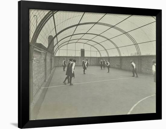 Girls Playing Netball on a Roof Playground, Barrett Street Trade School, London, 1927-null-Framed Photographic Print