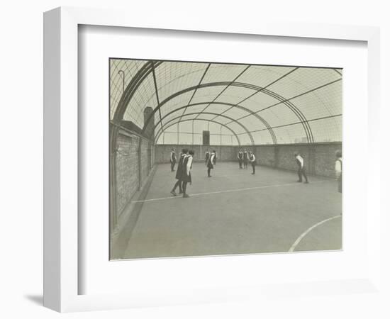 Girls Playing Netball on a Roof Playground, Barrett Street Trade School, London, 1927-null-Framed Photographic Print