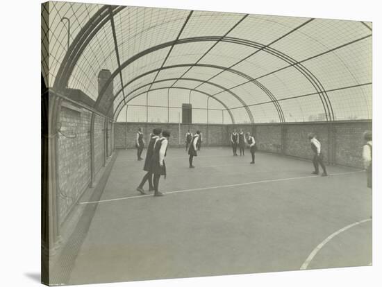Girls Playing Netball on a Roof Playground, Barrett Street Trade School, London, 1927-null-Stretched Canvas