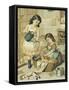 Girls Playing, Postcard-null-Framed Stretched Canvas