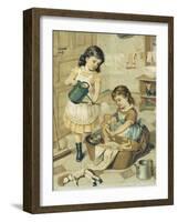 Girls Playing, Postcard-null-Framed Giclee Print