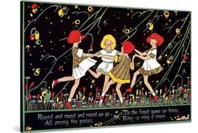 Girls Playing Ring Around Rosy-null-Stretched Canvas