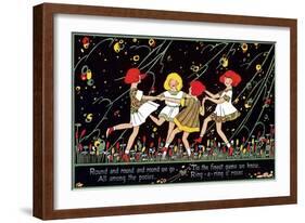 Girls Playing Ring Around Rosy-null-Framed Art Print