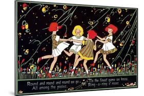 Girls Playing Ring Around Rosy-null-Mounted Art Print