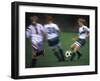Girls Playing Soccer on a Field-null-Framed Premium Photographic Print