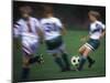 Girls Playing Soccer on a Field-null-Mounted Premium Photographic Print