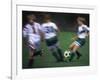 Girls Playing Soccer on a Field-null-Framed Photographic Print