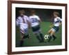 Girls Playing Soccer on a Field-null-Framed Photographic Print