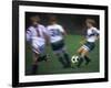 Girls Playing Soccer on a Field-null-Framed Photographic Print