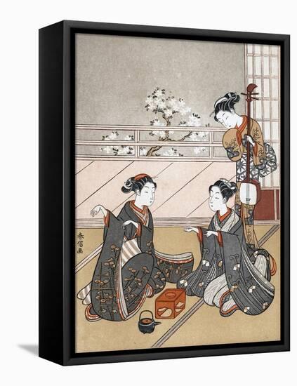 Girls Playing the Game of Ken, C1745-1770-Suzuki Harunobu-Framed Stretched Canvas