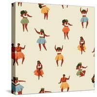 Girls Playing Ukulele and Dancing Hula-Tasiania-Stretched Canvas