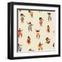 Girls Playing Ukulele and Dancing Hula-Tasiania-Framed Art Print