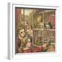 Girls Playing with a Dolls House-English School-Framed Giclee Print