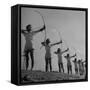 Girls Practicing Archery-John Florea-Framed Stretched Canvas