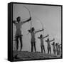 Girls Practicing Archery-John Florea-Framed Stretched Canvas