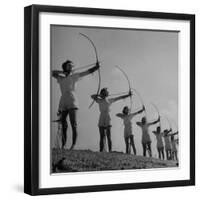 Girls Practicing Archery-John Florea-Framed Photographic Print