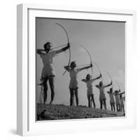 Girls Practicing Archery-John Florea-Framed Photographic Print