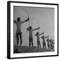 Girls Practicing Archery-John Florea-Framed Photographic Print