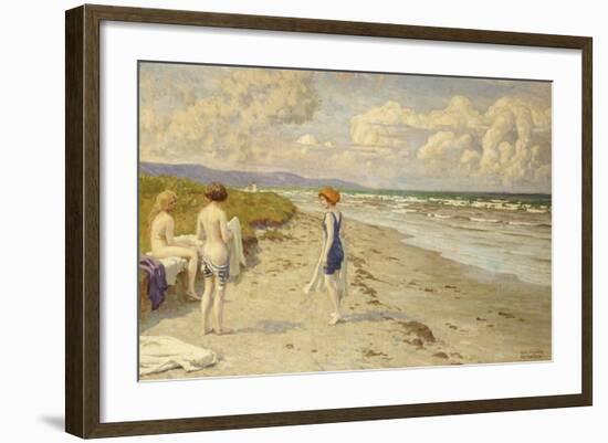 Girls Preparing to Bathe on a Beach-Paul Fischer-Framed Giclee Print