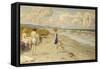Girls Preparing to Bathe on a Beach-Paul Fischer-Framed Stretched Canvas