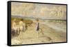 Girls Preparing to Bathe on a Beach-Paul Fischer-Framed Stretched Canvas