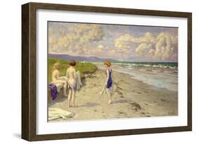 Girls Preparing to Bathe on the Beach-Paul Fischer-Framed Giclee Print