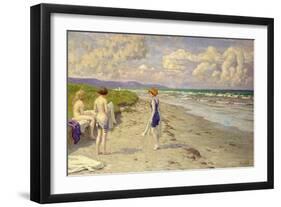 Girls Preparing to Bathe on the Beach-Paul Fischer-Framed Giclee Print