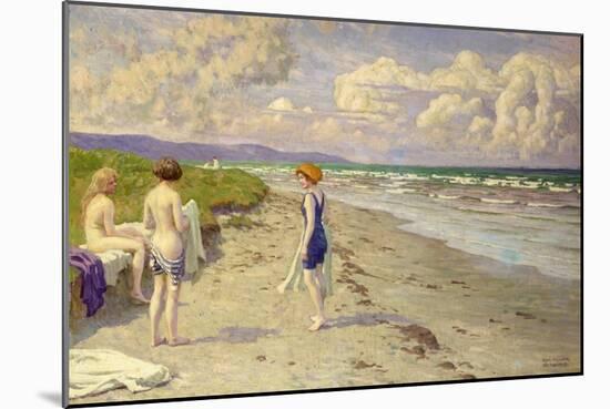 Girls Preparing to Bathe on the Beach-Paul Fischer-Mounted Giclee Print