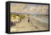 Girls Preparing to Bathe on the Beach-Paul Fischer-Framed Stretched Canvas