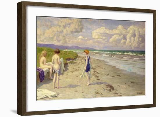 Girls Preparing to Bathe on the Beach-Paul Fischer-Framed Giclee Print