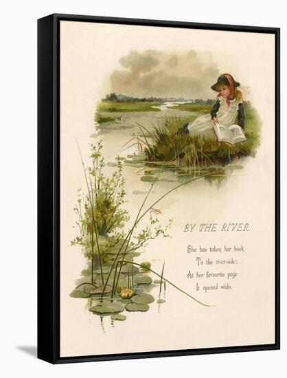 Girls Reading by River-Edith S. Berkeley-Framed Stretched Canvas