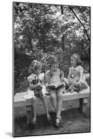 Girls Reading on Park Bench-Philip Gendreau-Mounted Photographic Print