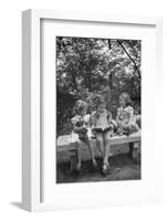 Girls Reading on Park Bench-Philip Gendreau-Framed Photographic Print