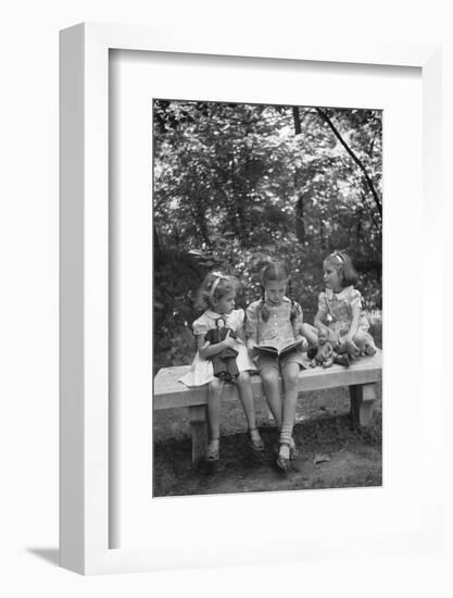 Girls Reading on Park Bench-Philip Gendreau-Framed Photographic Print