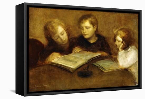 Girls Reading-Eugene Carriere-Framed Stretched Canvas