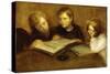 Girls Reading-Eugene Carriere-Stretched Canvas