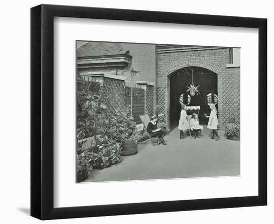 Girls Relaxing in a Roof Top Garden, White Lion Street School, London, 1912-null-Framed Photographic Print