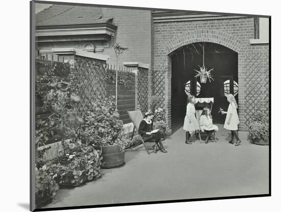 Girls Relaxing in a Roof Top Garden, White Lion Street School, London, 1912-null-Mounted Photographic Print