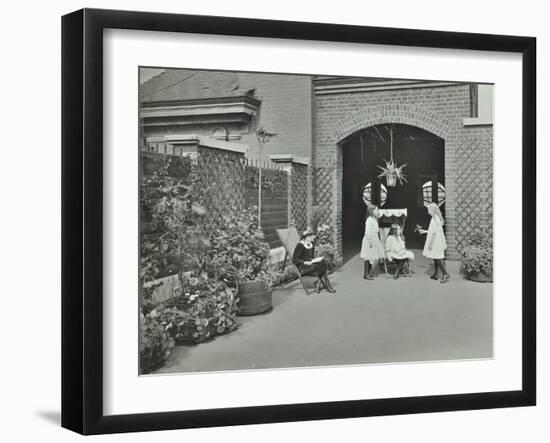 Girls Relaxing in a Roof Top Garden, White Lion Street School, London, 1912-null-Framed Premium Photographic Print