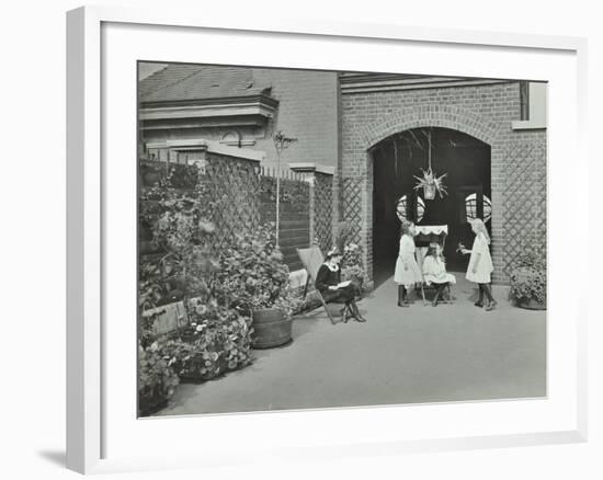 Girls Relaxing in a Roof Top Garden, White Lion Street School, London, 1912-null-Framed Photographic Print